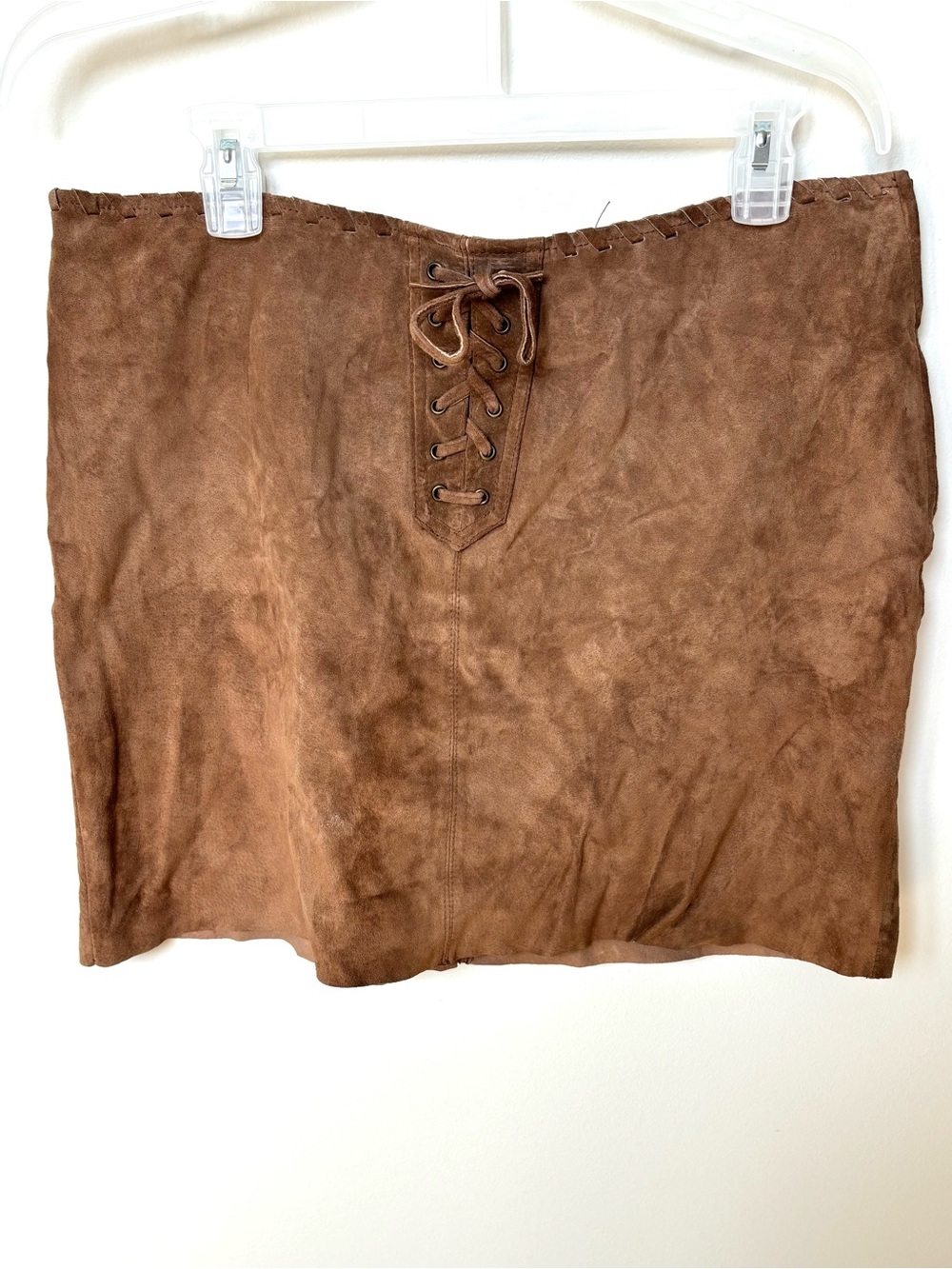 Women’s 100% Suede brown mini skirt sz 14 western cowgirl rodeo costume